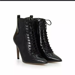 Sam Edelman Francis black patent lace up bootie size 7